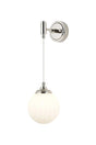Bowles Adjustable Wall Light 1 Light IP44 Polished Nickel/Opal Round Segment Glass