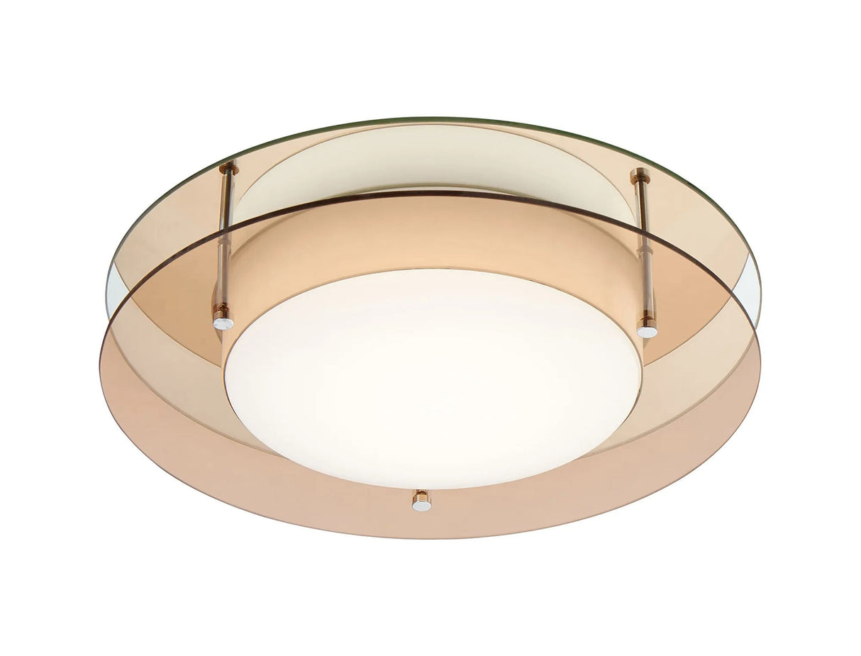 Bowyer Ceiling, 18W LED, 3000K, IP44, Amber/Mirror