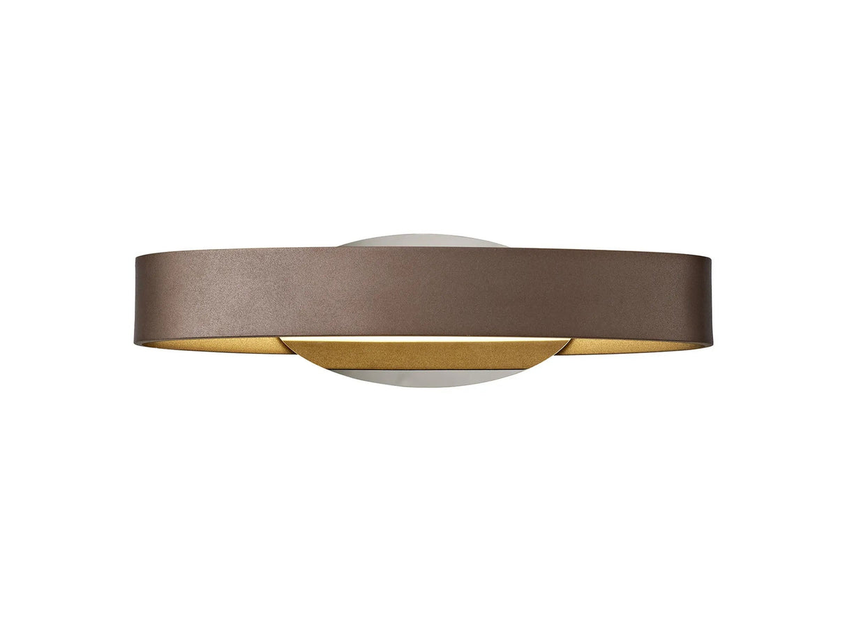 Bracewell Wall Lamp, 6W LED, 3000K, Satin Brown/Polished Chrome