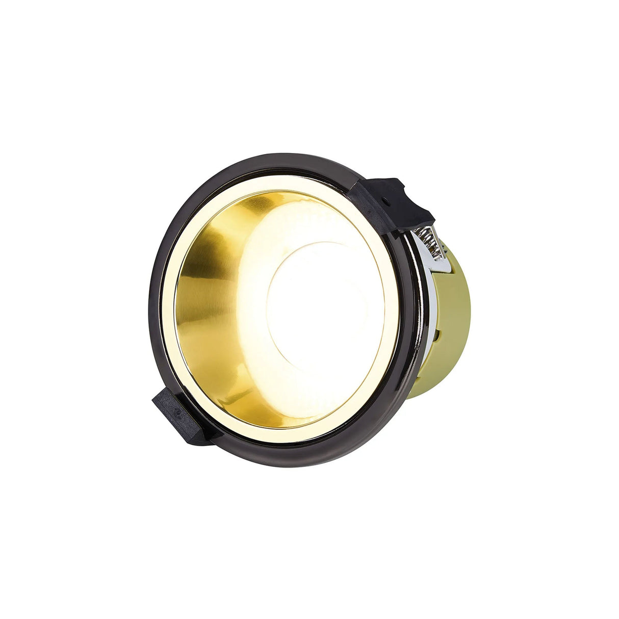 Brand, 5/8W, Triac Dimmable 4CCT LED Fire Rated Downlight, Gold Inner & Black Chrome Trim, Cut Out: 70mm, 800lm, 60° Deg, IP65, 5yrs Warranty