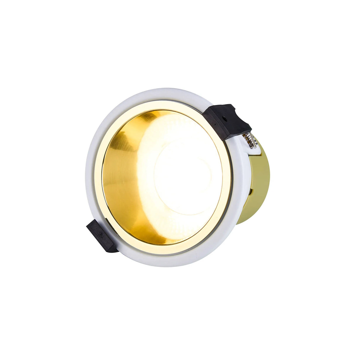 Brand, 5/8W, Triac Dimmable 4CCT LED Fire Rated Downlight, Gold Inner & White Trim, Cut Out: 70mm, 800lm, 60° Deg, IP65, 5yrs Warranty