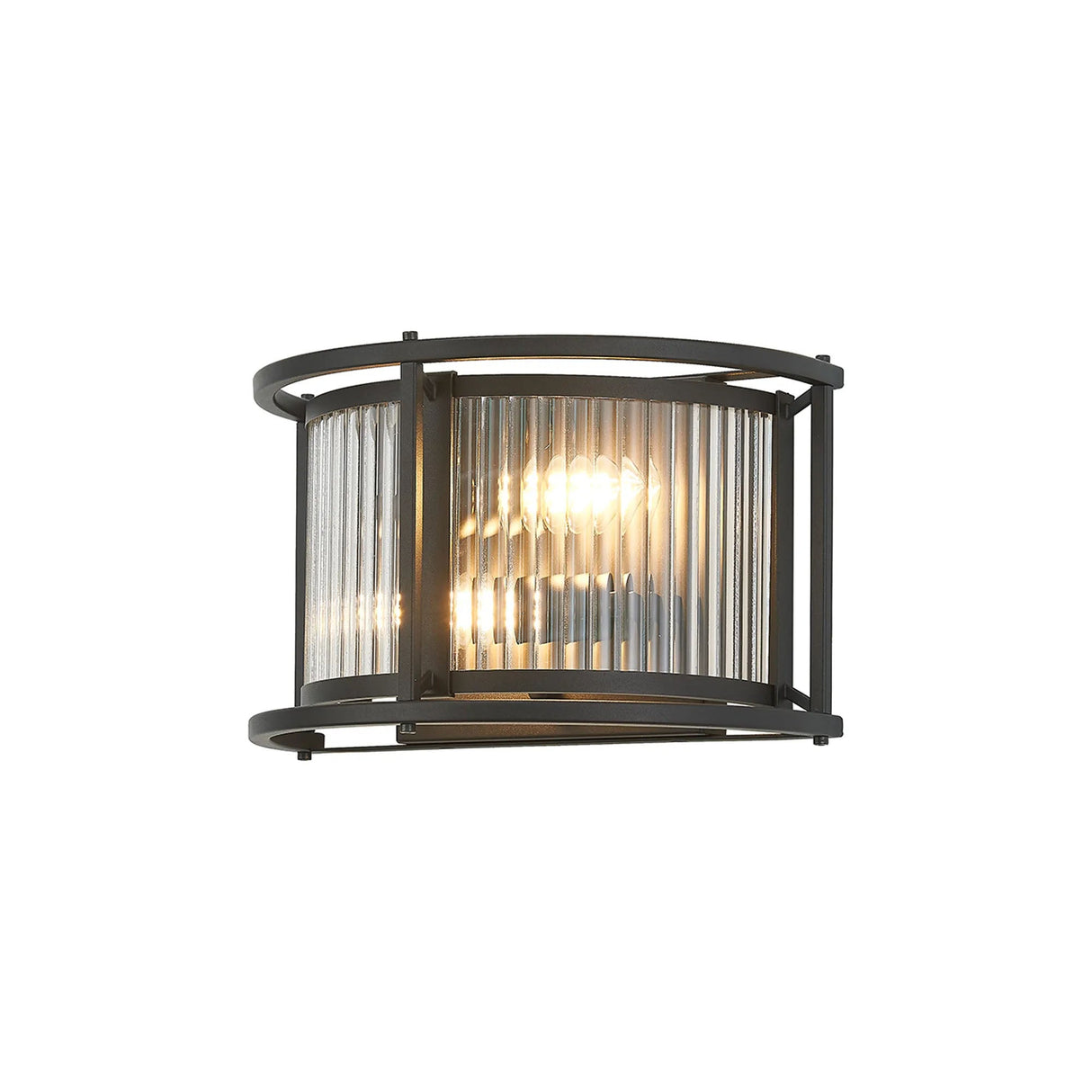 Brooking Wall Light, 2 x E14, Black/Clear Glass