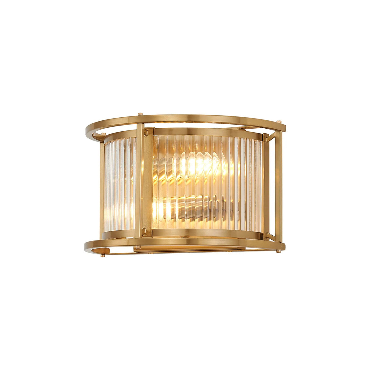 Brooking Wall Light, 2 x E14, Brass/Clear Glass