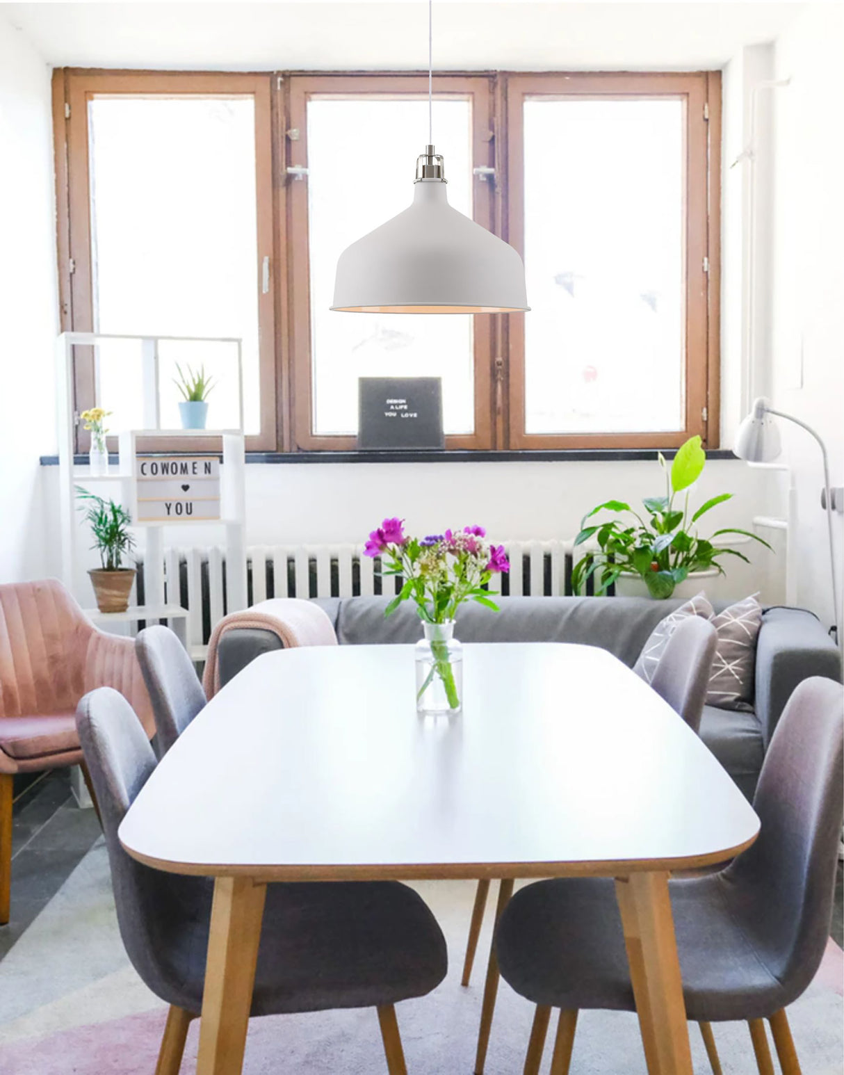 Brown Telescopic 5 Light, 5 x E27, Sand White/Satin Nickel/White