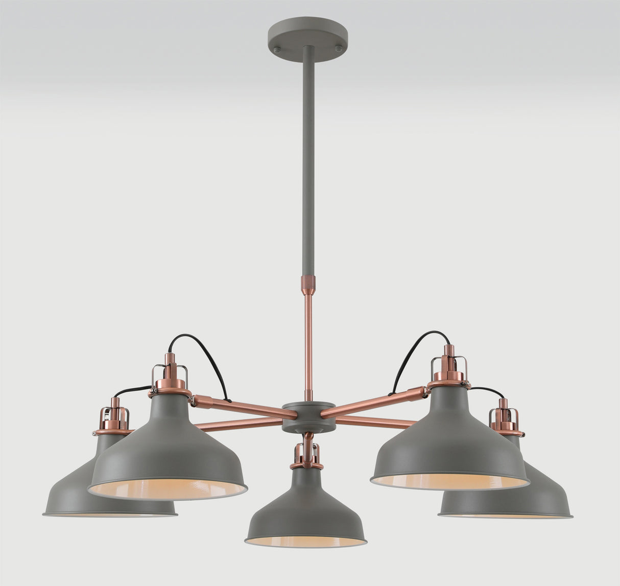 Brown Telescopic 5 Light, 5 x E27, Sand Grey/Copper/White