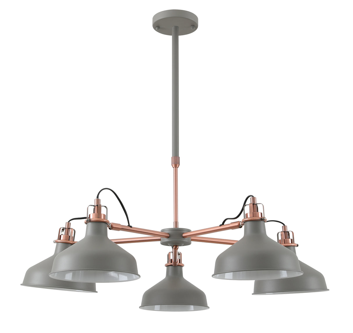 Brown Telescopic 5 Light, 5 x E27, Sand Grey/Copper/White