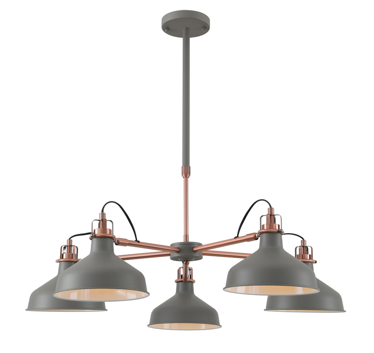 Brown Telescopic 5 Light, 5 x E27, Sand Grey/Copper/White