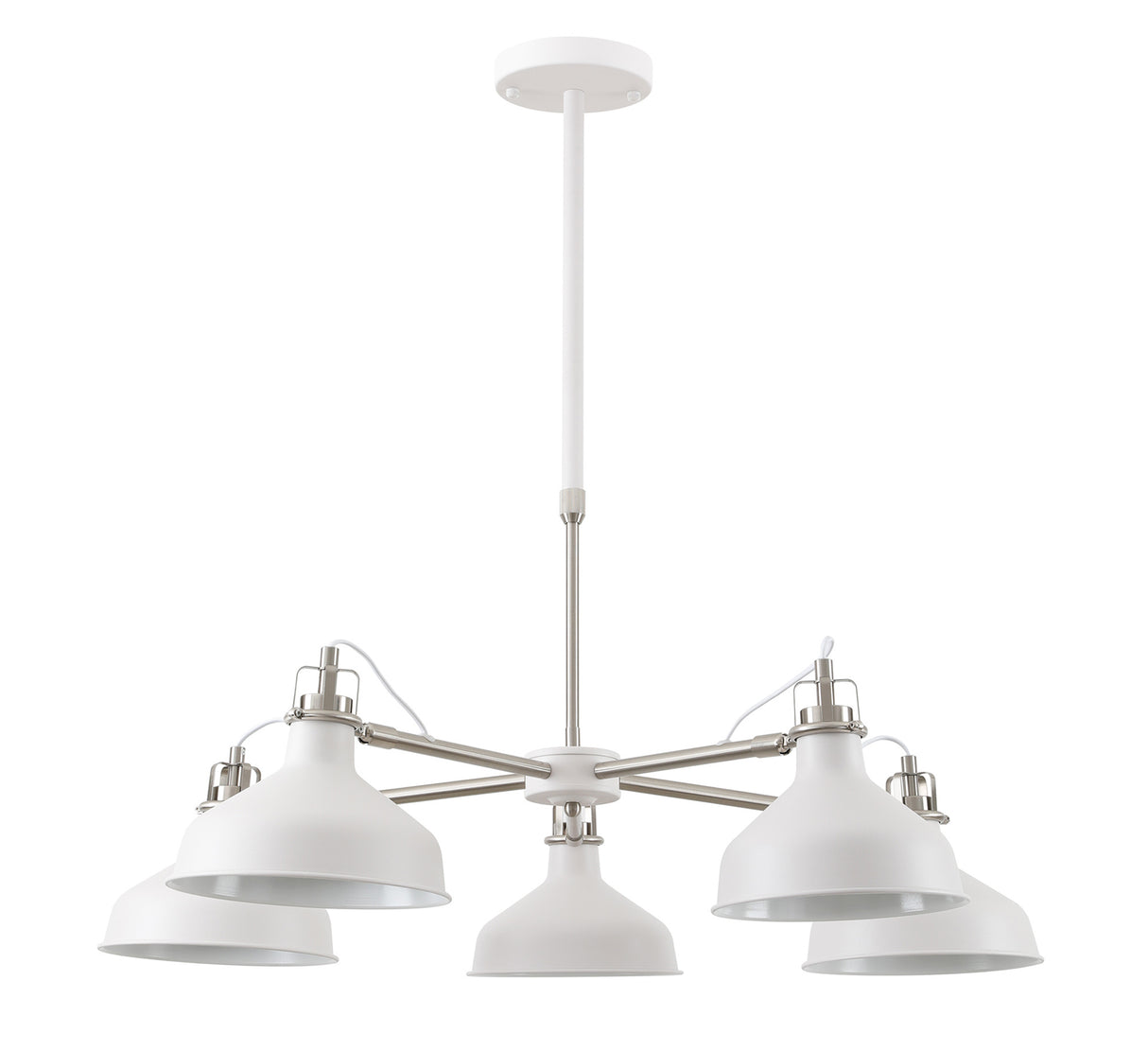 Brown Telescopic 5 Light, 5 x E27, Sand White/Satin Nickel/White