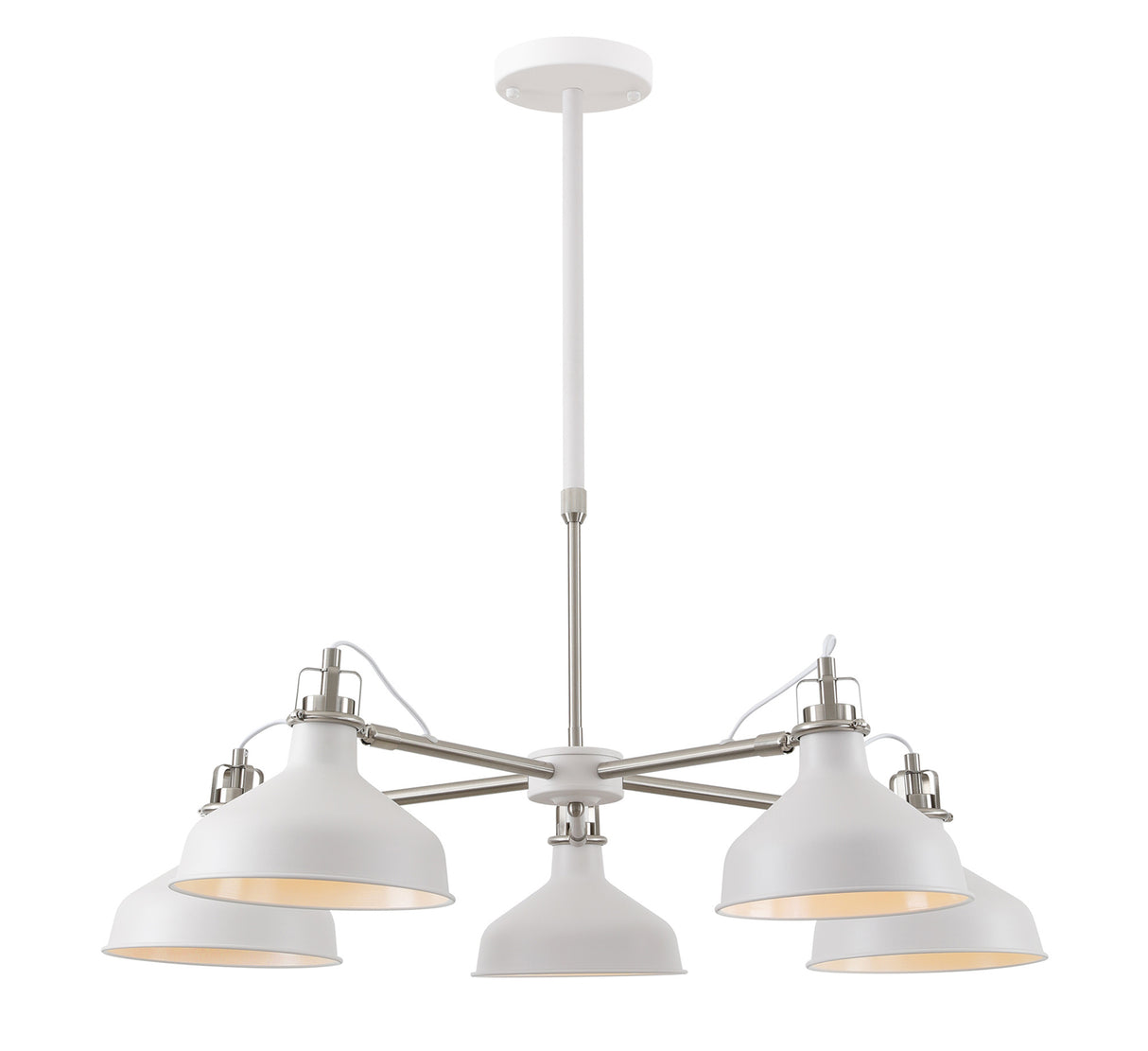 Brown Telescopic 5 Light, 5 x E27, Sand White/Satin Nickel/White