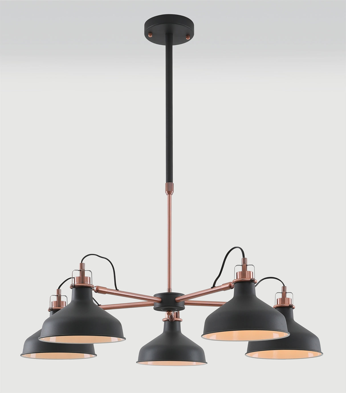 Brown Telescopic 5 Light, 5 x E27, Graphite/Copper/White