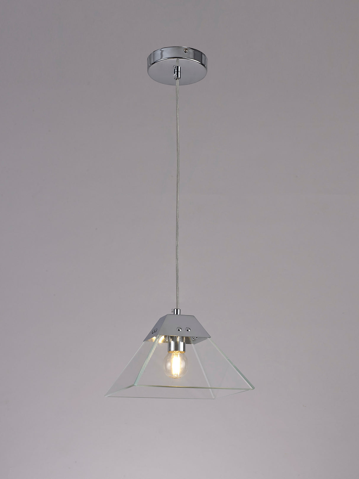 Buckley Square Pendant Small, 1 Light E14, Polished Chrome