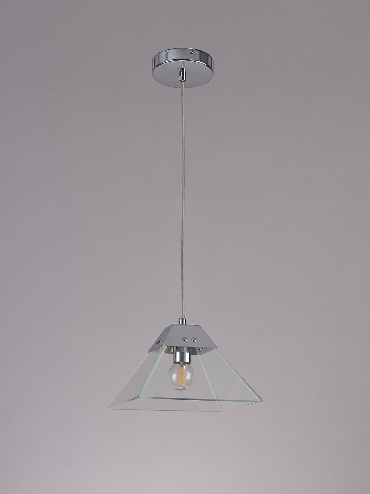 Buckley Square Pendant Small, 1 Light E14, Polished Chrome