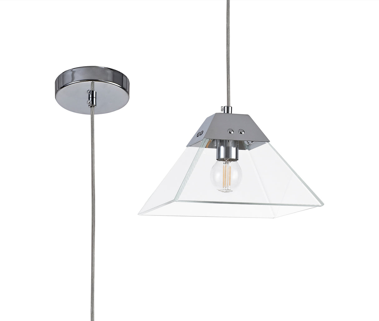 Buckley Square Pendant Small, 1 Light E14, Polished Chrome