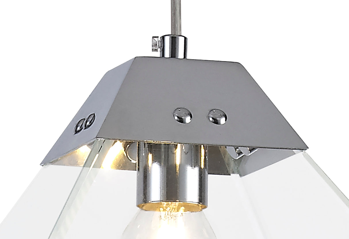 Buckley Square Pendant Small, 1 Light E14, Polished Chrome