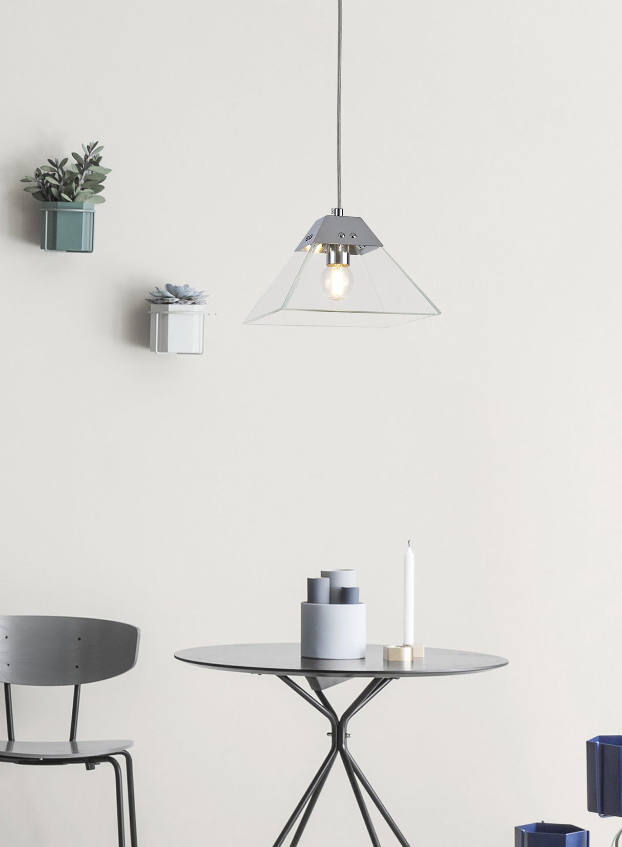 Buckley Square Pendant Small, 1 Light E14, Antique Brass