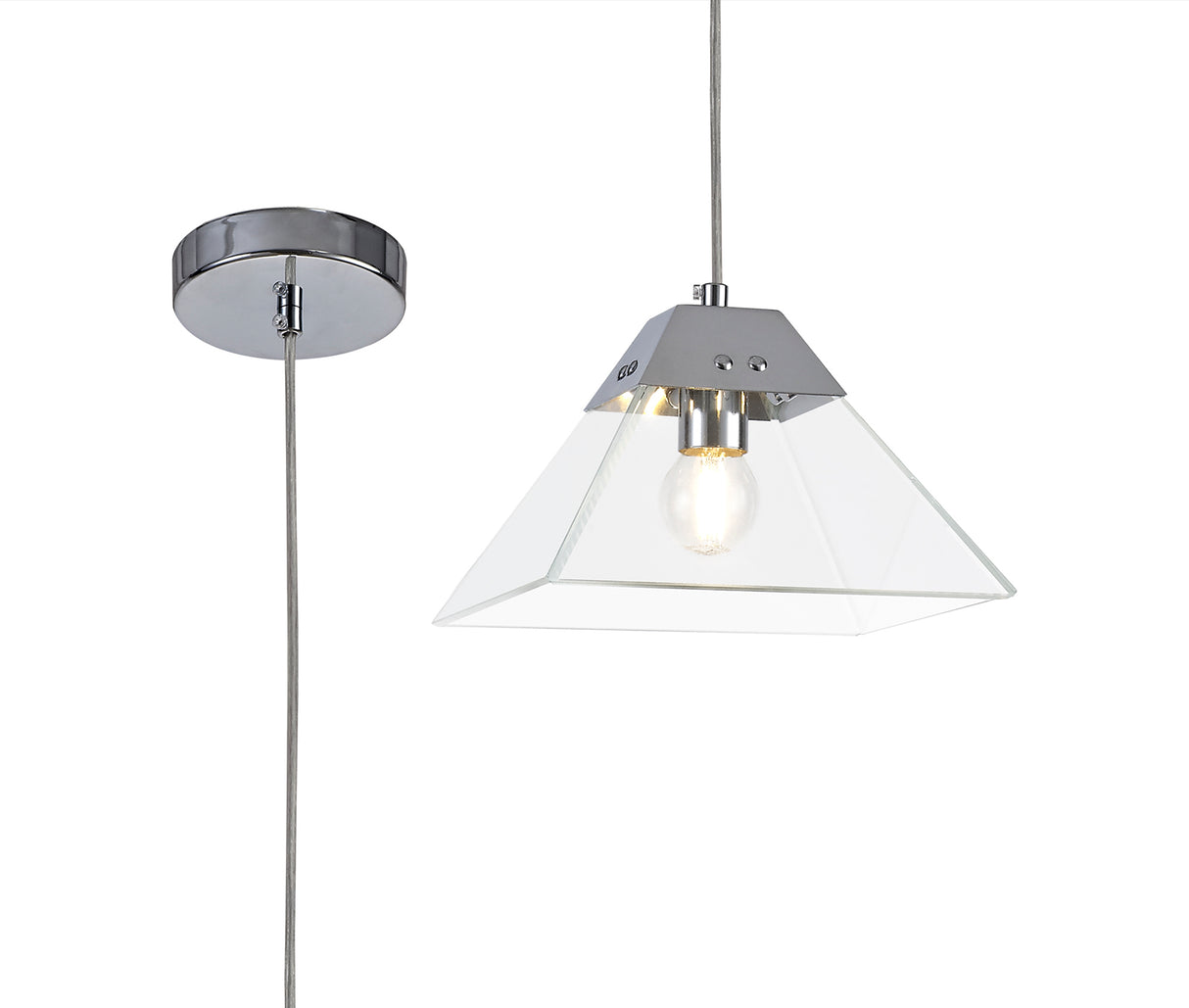 Buckley Square Pendant Small, 1 Light E14, Polished Chrome