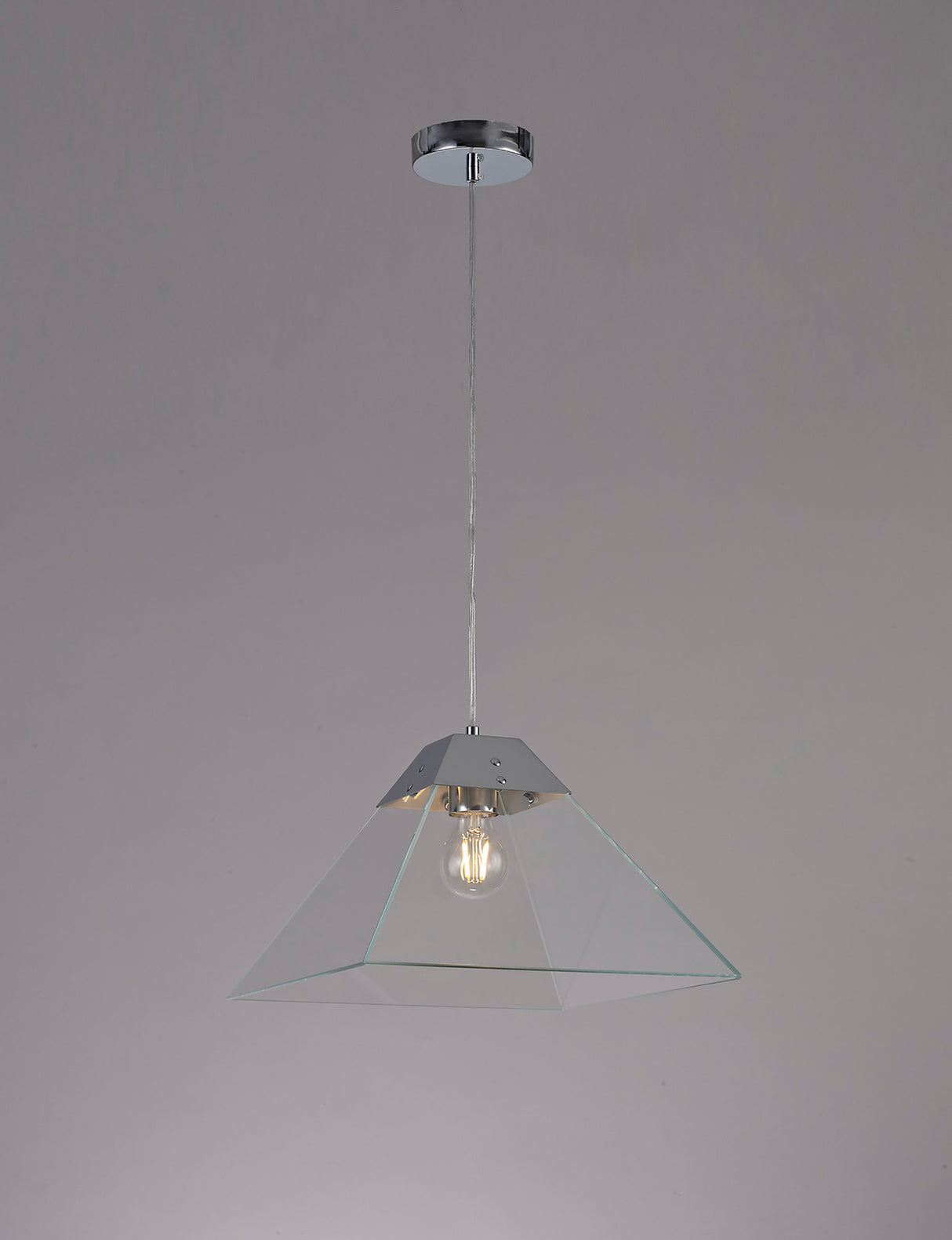 Buckley Square Pendant Large, 1 Light E27, Polished Chrome