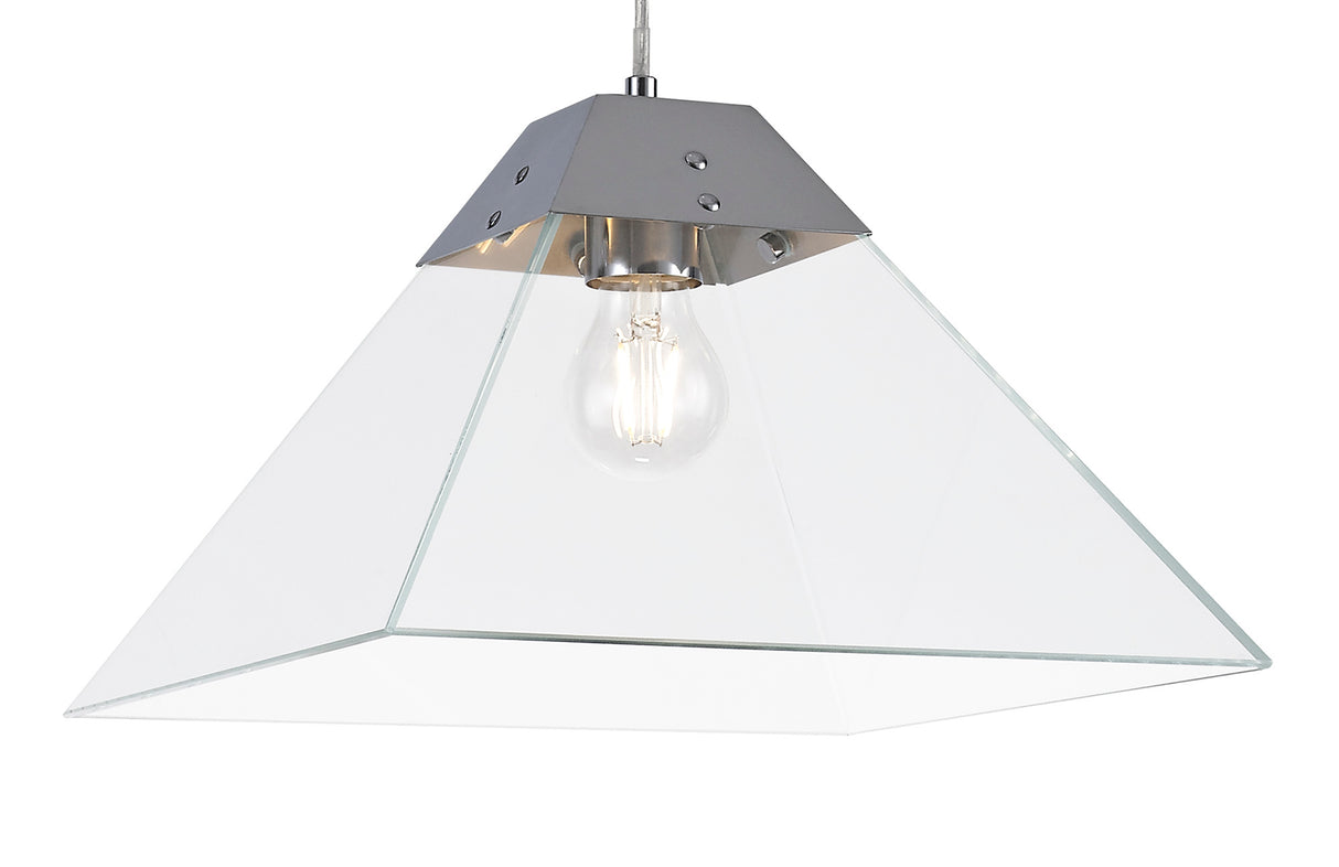 Buckley Square Pendant Large, 1 Light E27, Polished Chrome