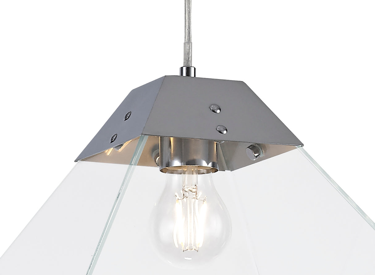 Buckley Square Pendant Large, 1 Light E27, Polished Chrome