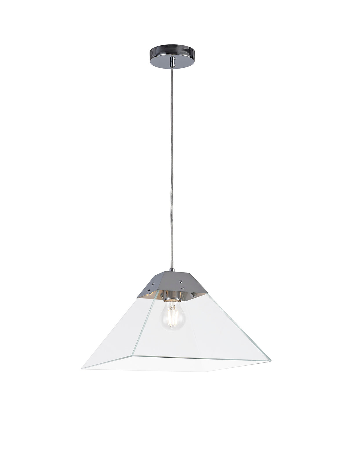 Buckley Square Pendant Large, 1 Light E27, Polished Chrome