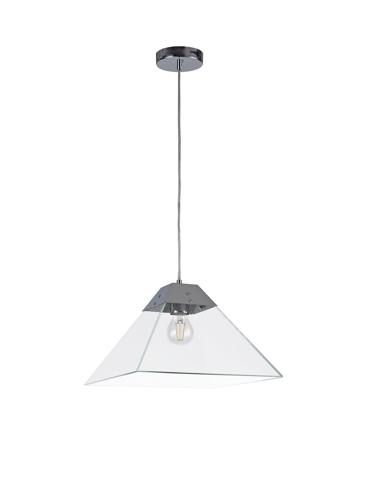 Buckley Square Pendant Large, 1 Light E27, Polished Chrome