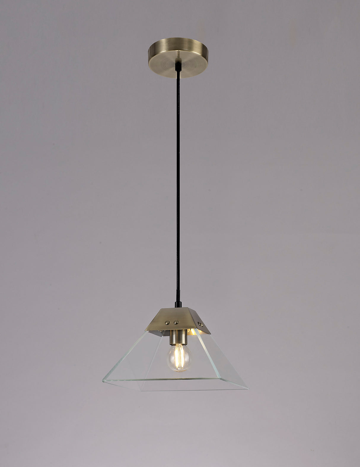 Buckley Square Pendant Small, 1 Light E14, Antique Brass
