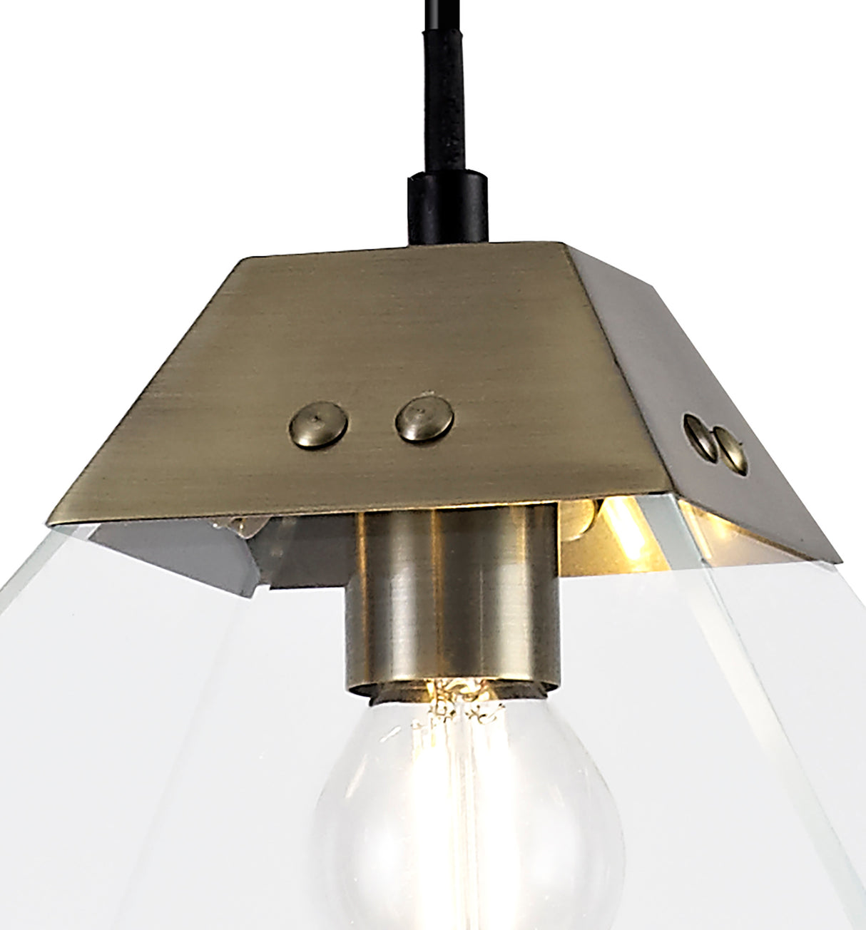 Buckley Square Pendant Small, 1 Light E14, Antique Brass