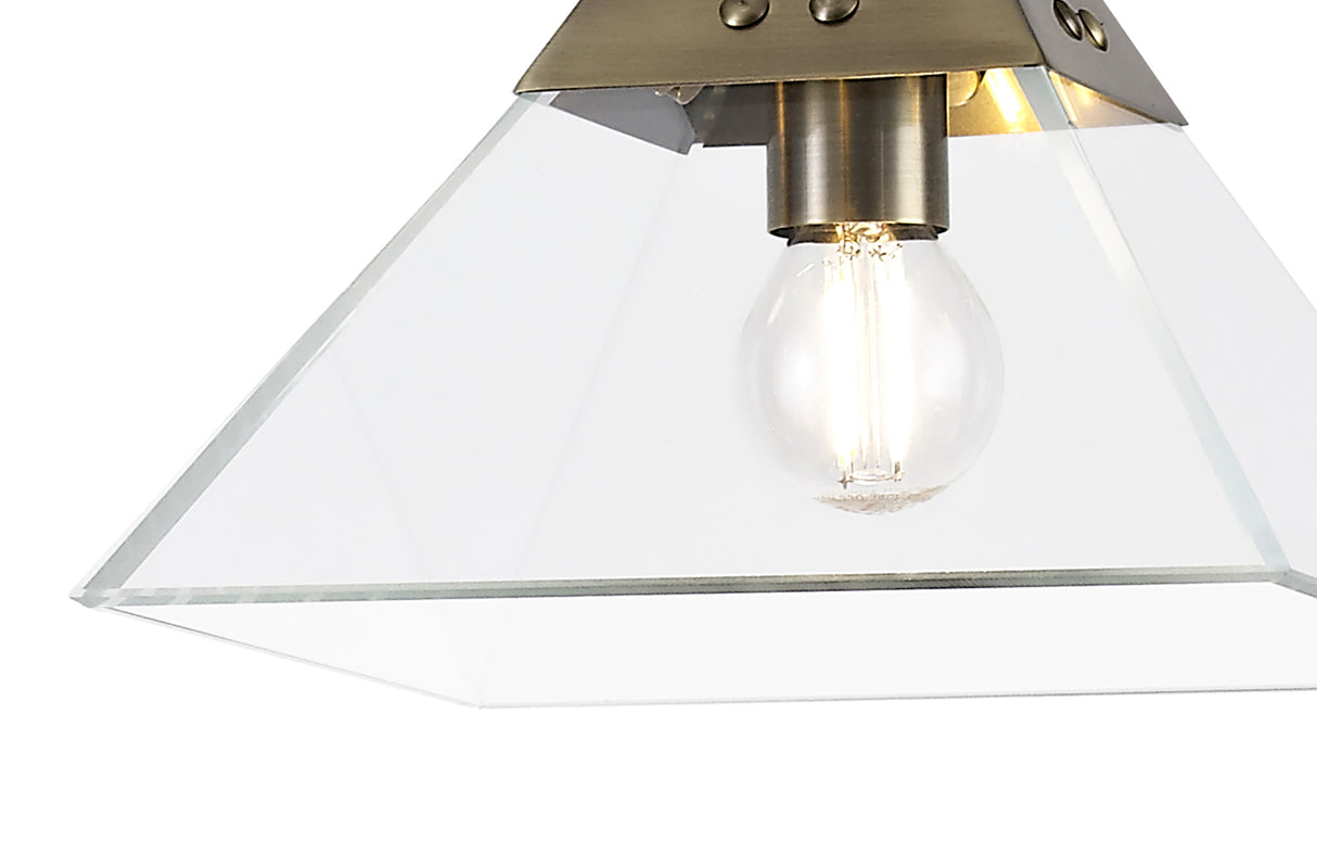 Buckley Square Pendant Small, 1 Light E14, Antique Brass