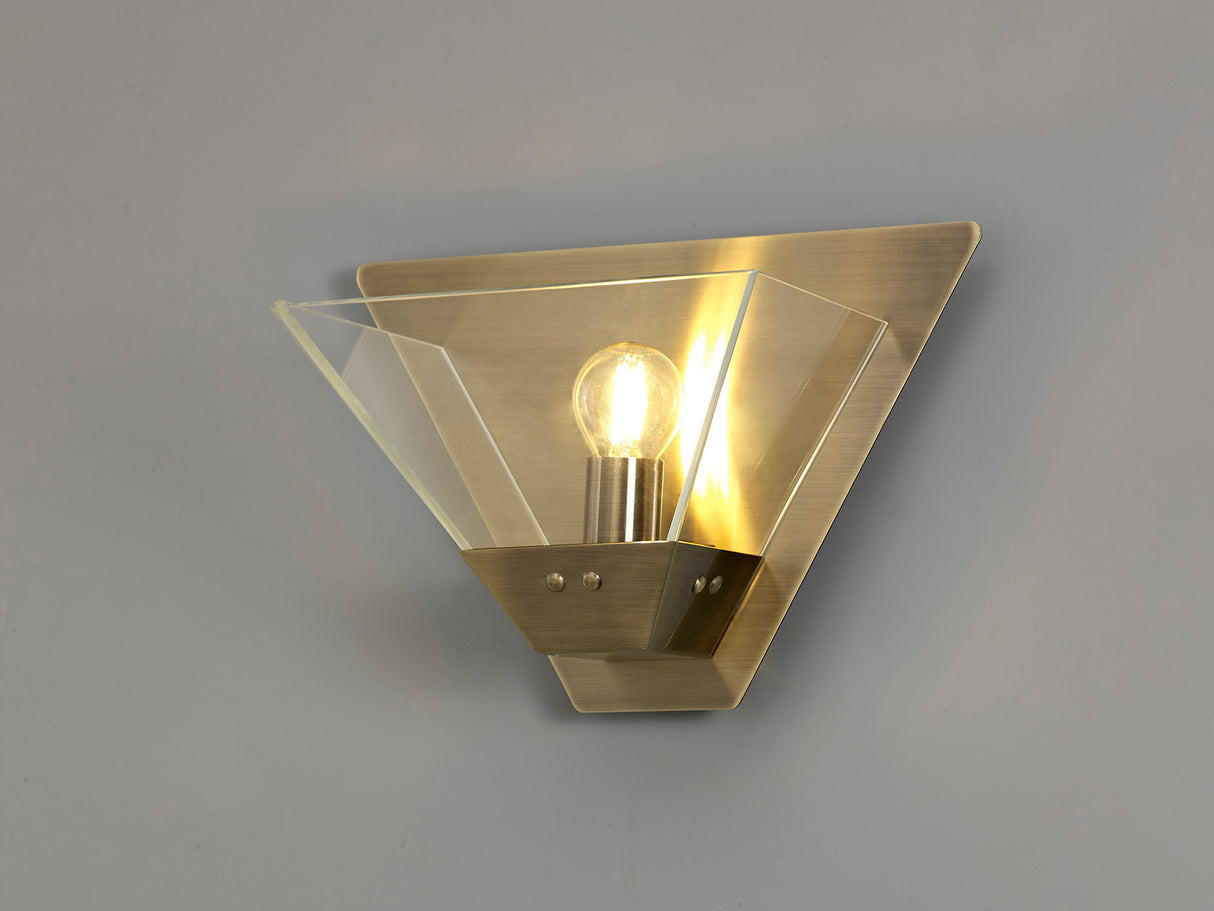 Buckley Wall Lamp, 1 Light E14, Antique Brass