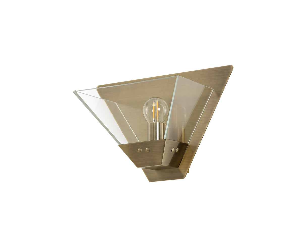 Buckley Wall Lamp, 1 Light E14, Antique Brass