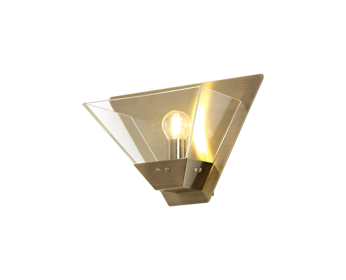 Buckley Wall Lamp, 1 Light E14, Antique Brass