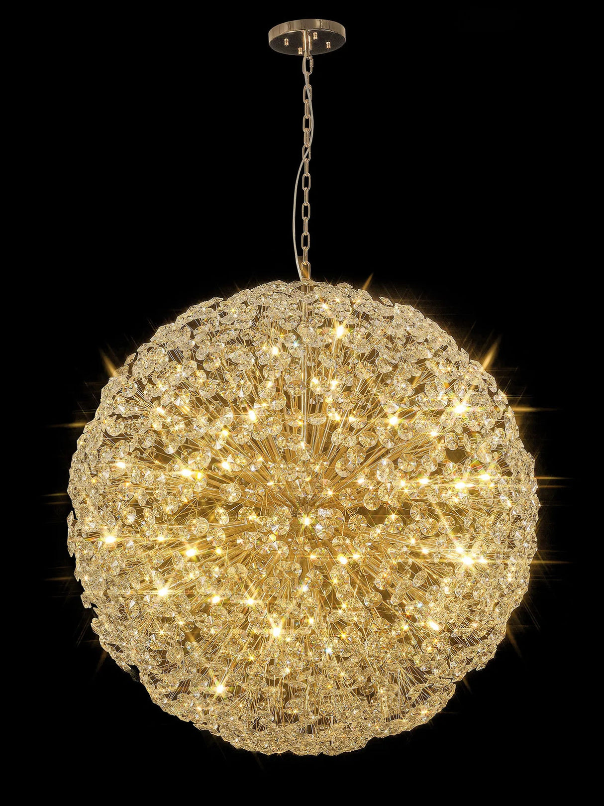 Byrne Pendant 1.2m Sphere 64 x G9 French Gold/Crystal
