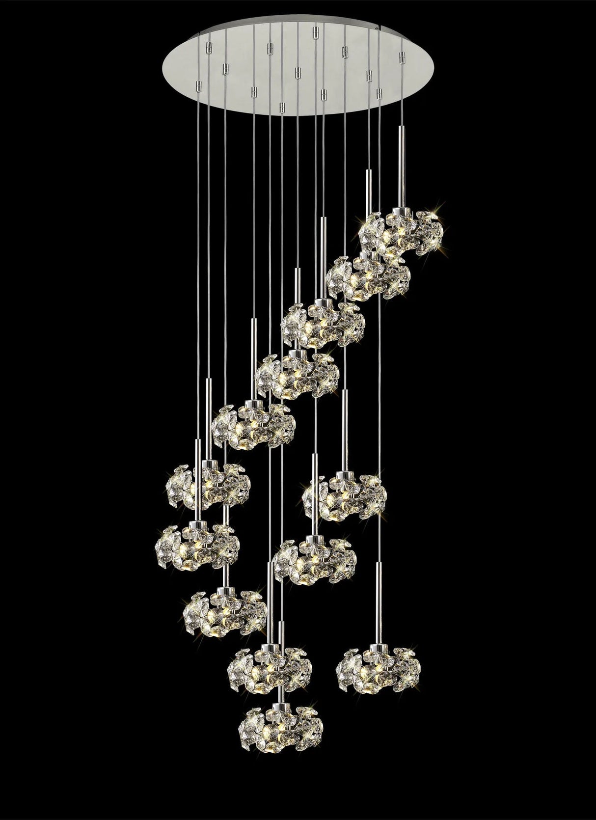 Byrne 13 x G9 2.5m Round Multiple Pendant With Polished Chrome/Crystal Shade