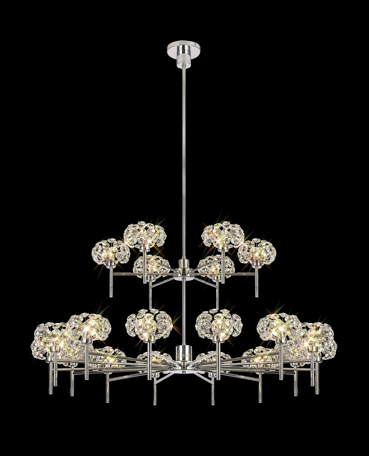 Byrne 20 x G9 2-Tier Telescopic Pendant With Polished Chrome/Crystal Shade