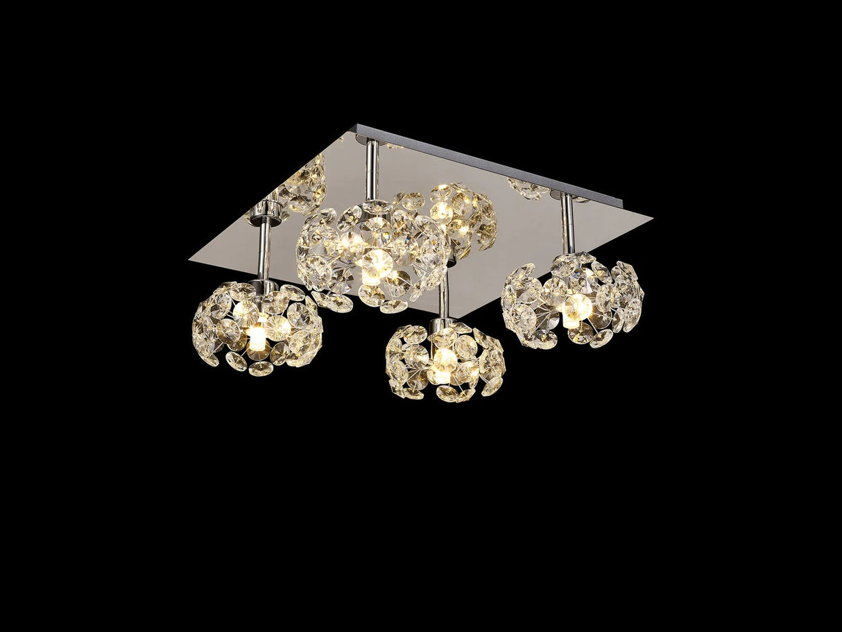 Byrne Square 4 x G9 40cm Flush Light With Polished Chrome Square/Crystal Shade