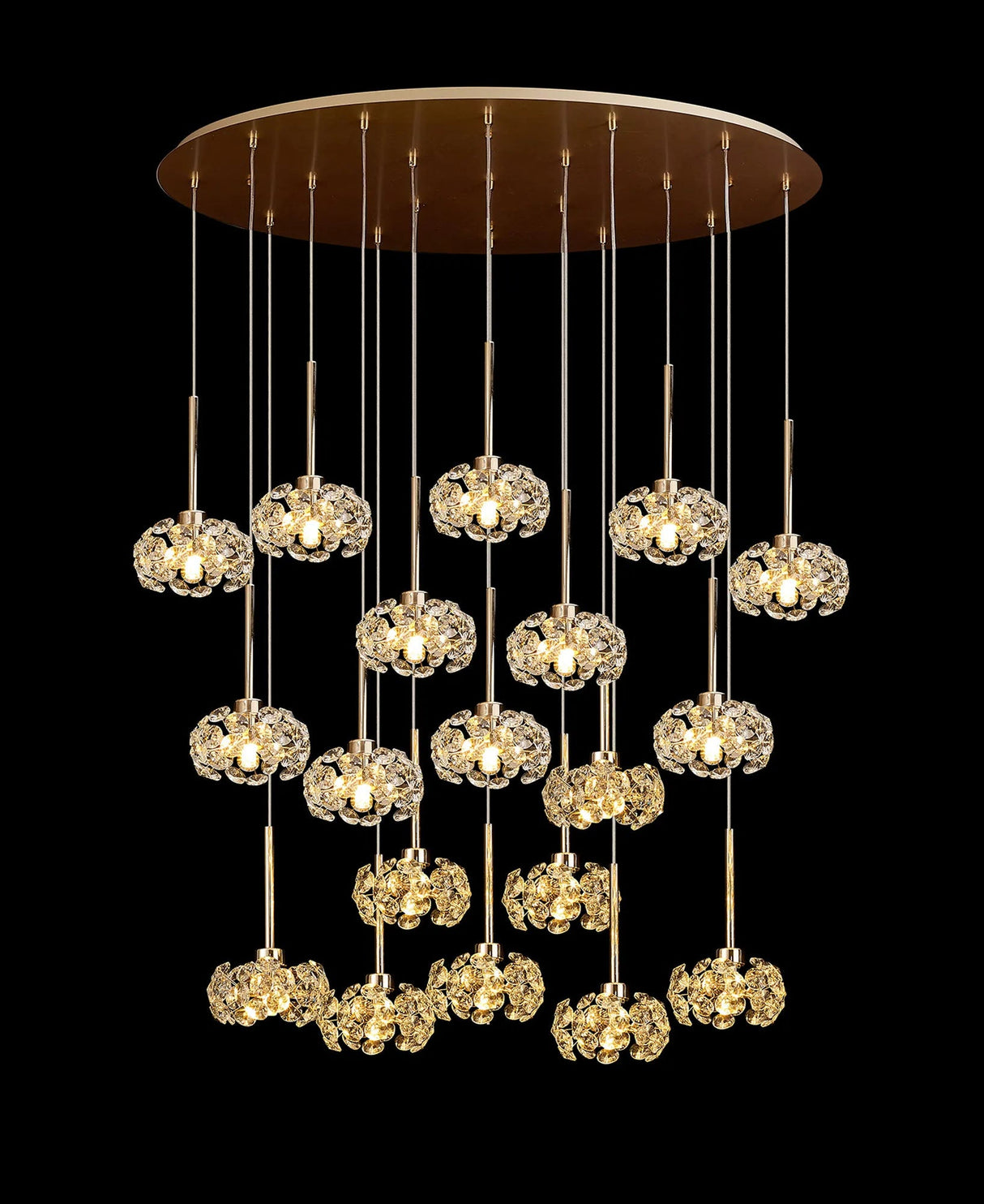 Byrne 97x57cm 19 x G9 3.5m Oval Multiple Pendant With French Gold/Crystal Shade