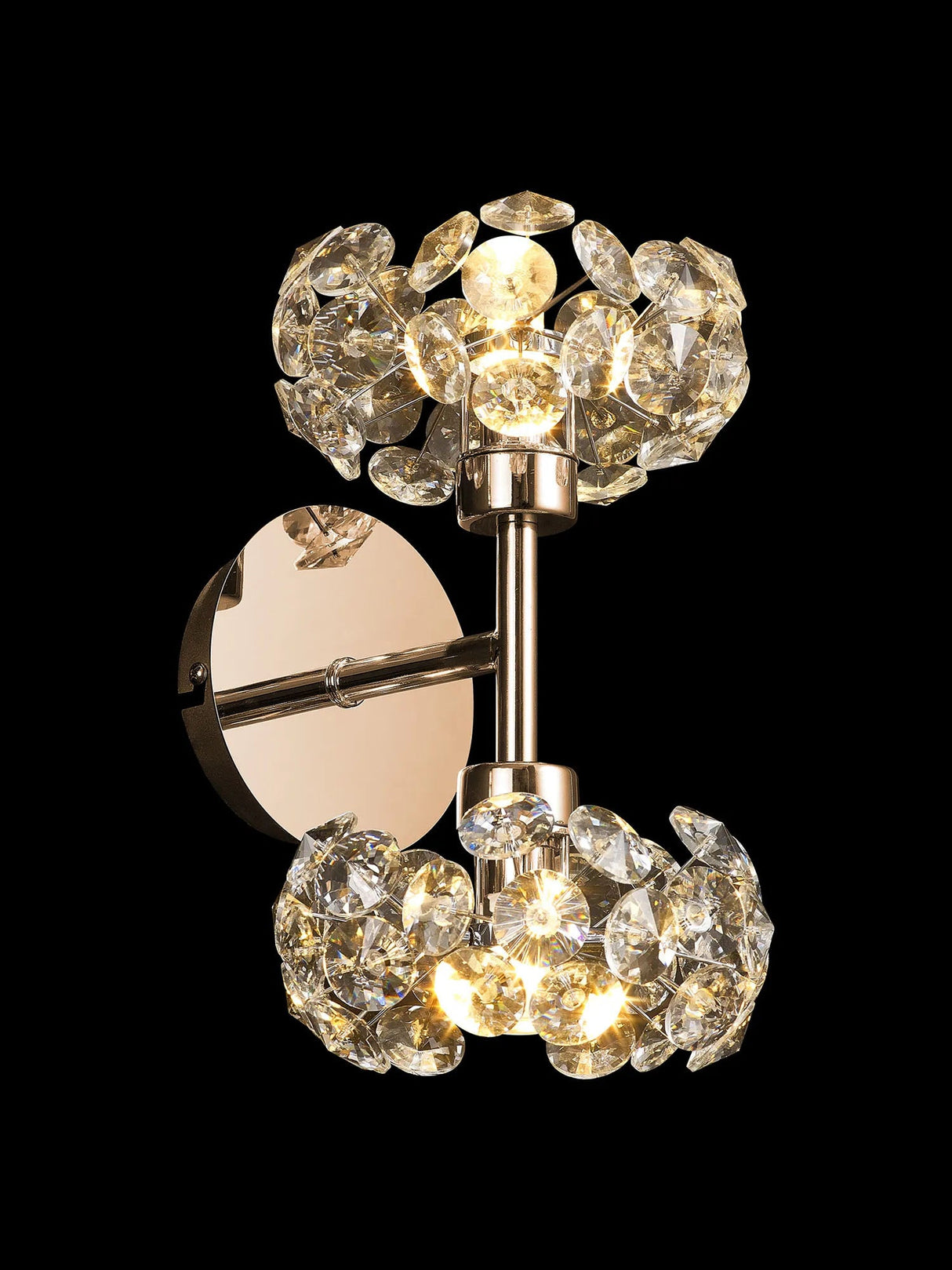 Byrne 2 x G9 Switched Up/Down Wall Lamp With French Gold/Crystal Shade