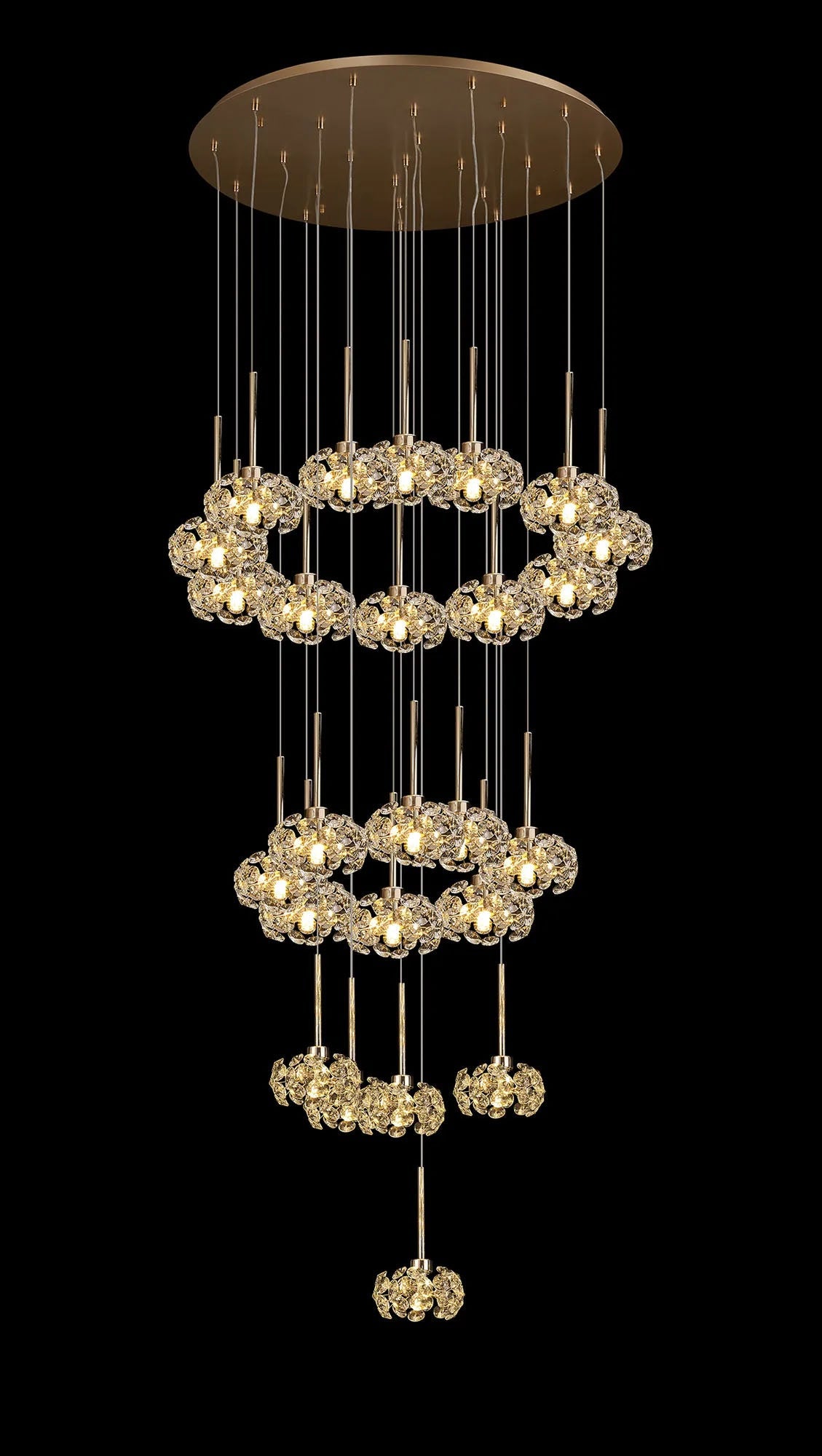 Byrne 24 x G9 5m Round Multiple Pendant With French Gold/Crystal Shade