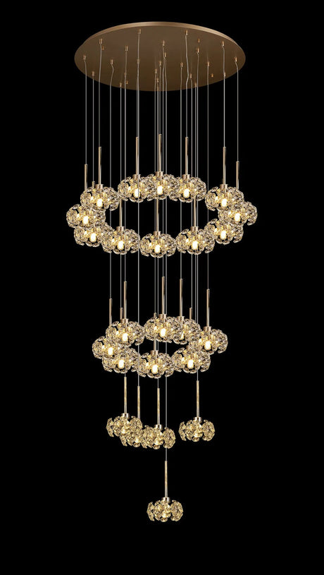 Byrne 24 x G9 5m Round Multiple Pendant With French Gold/Crystal Shade