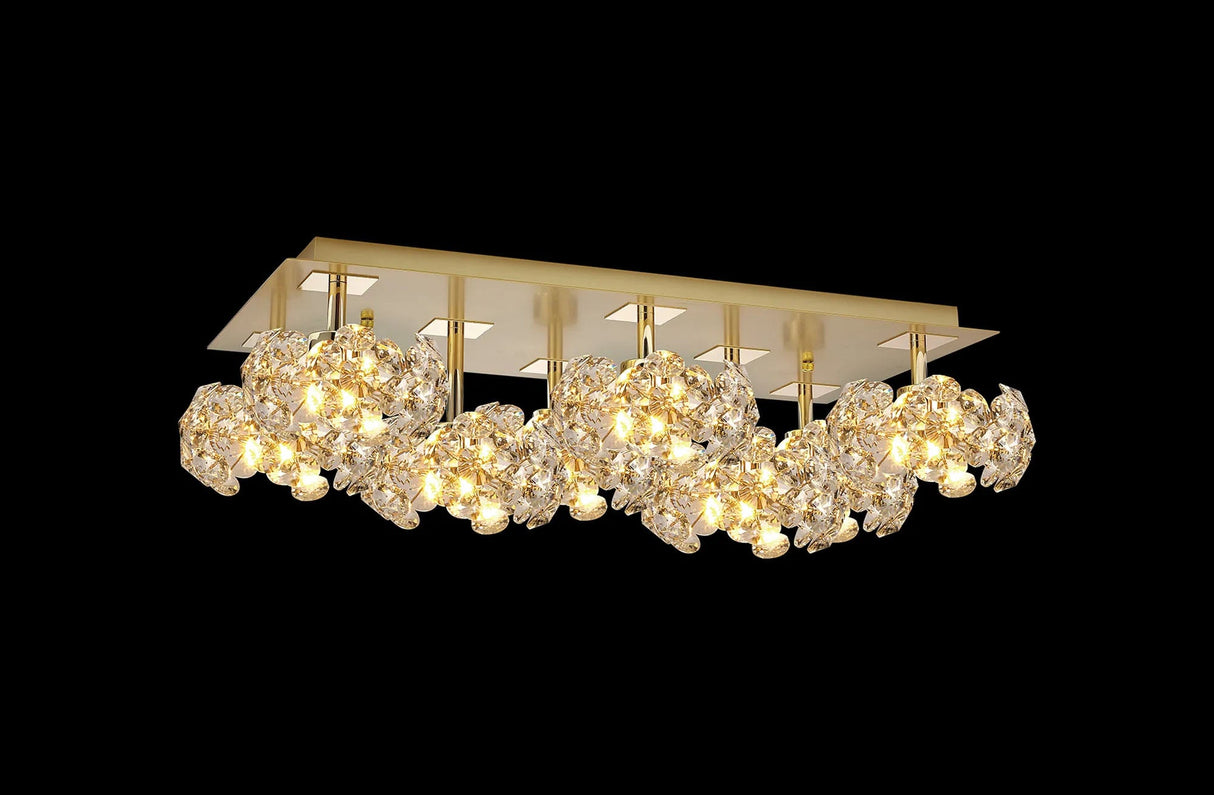 Byrne French Gold Rectangle 8 x G9 Flush Light French Gold/Clear Crystal Shade