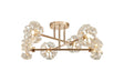 Byrne French Gold 6 x G9 Crossed Arm Semi Flush Light French Gold & Crystal Shade