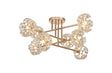 Byrne French Gold 8 x G9 Crossed Arm Semi Flush Light French Gold & Crystal Shade