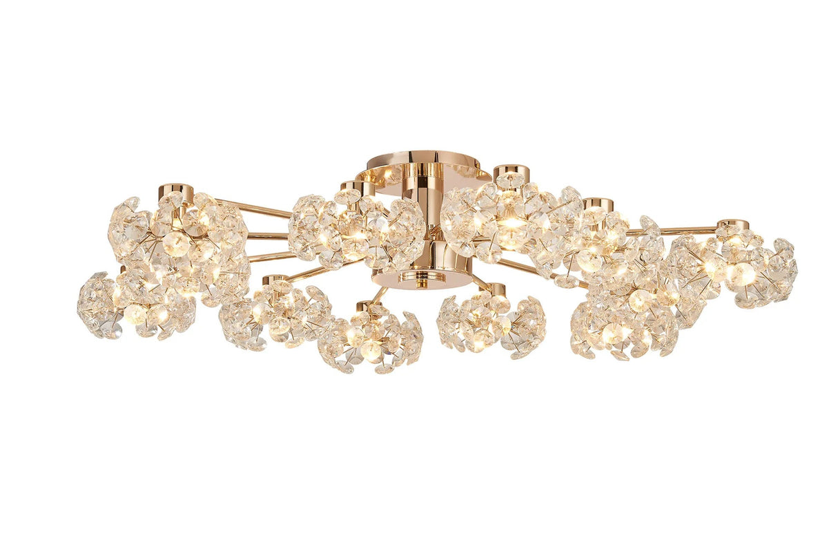 Byrne French Gold 12 x G9 Flush Light French Gold & Crystal Shade