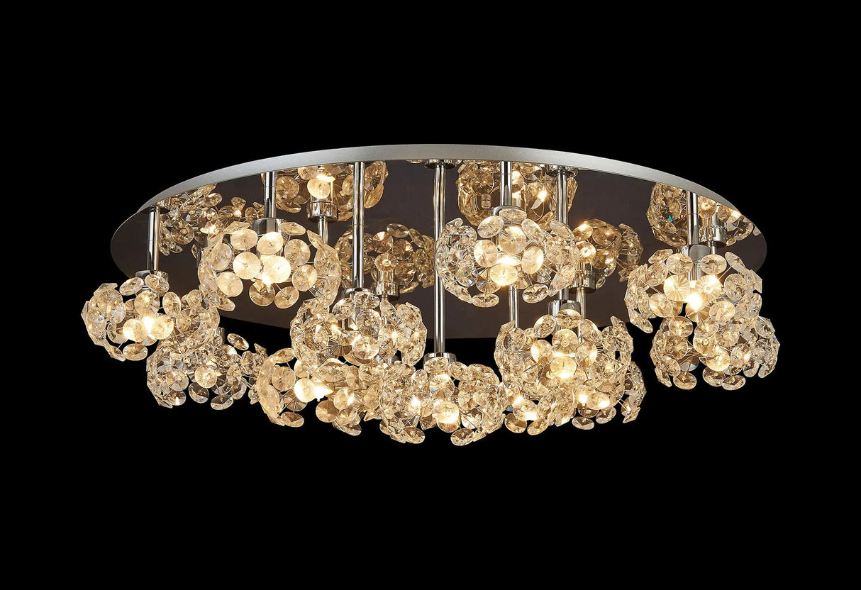 Byrne Polished Chrome Round 13 x G9 Flush Light Polished Chrome & Crystal Shade