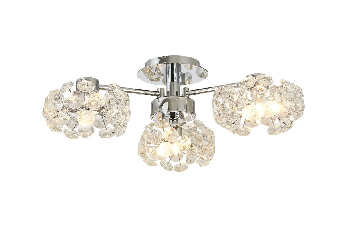 Byrne Polished Chrome 3 x G9 Flush Light Polished Chrome & Crystal Shade