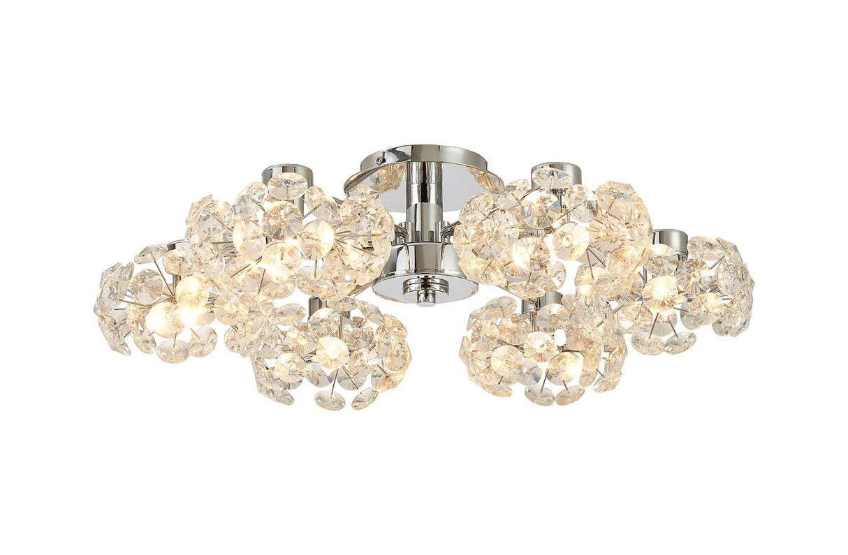 Byrne Polished Chrome 6 x G9 Flush Light Polished Chrome & Crystal Shade
