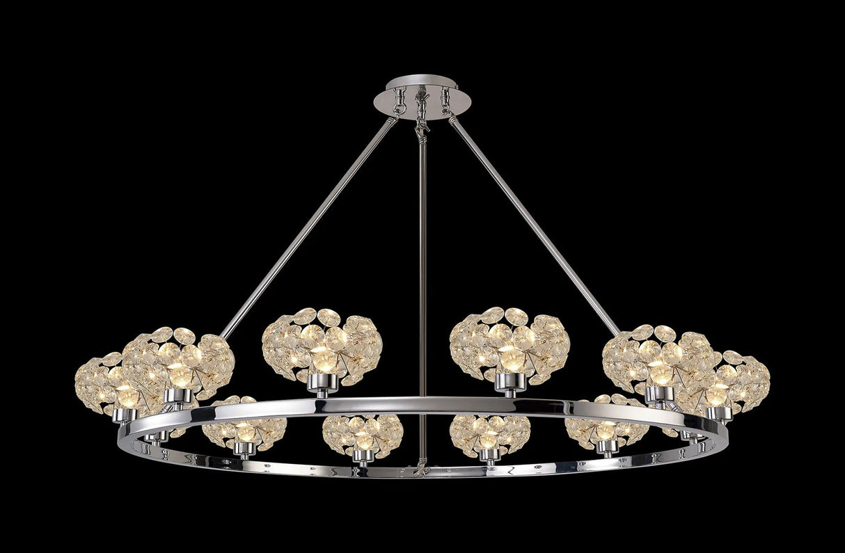 Byrne Polished Chrome 12 Light Round G9 Telescopic Light Polished Chrome & Crystal Shade