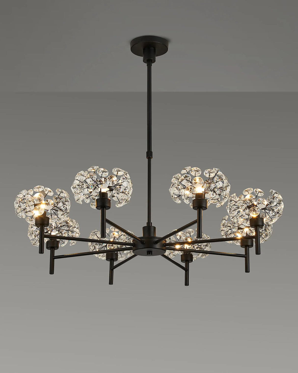 Byrne 8 x G9 Telescopic Light With Satin Black/Crystal Shade