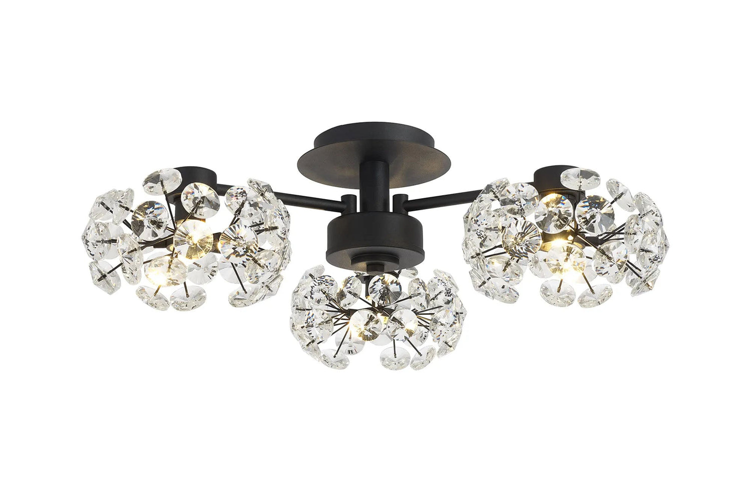 Byrne Satin Black 3 x G9 Flush Light Satin Black & Crystal Shade