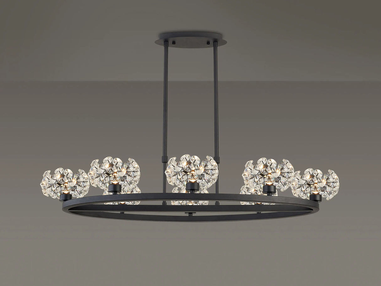 Byrne Satin Black 8 Light Oval G9 Telescopic Light Satin Black & Crystal Shade
